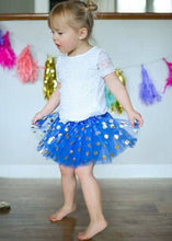 Load image into Gallery viewer, Gold Dot Tutu Skirt (Navy and Royal Blue)