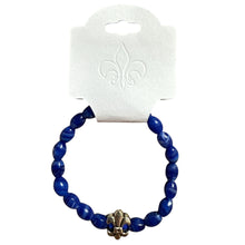 Load image into Gallery viewer, Fleur de Lis Beaded Bracelet (White and Blue and Royal Blue)
