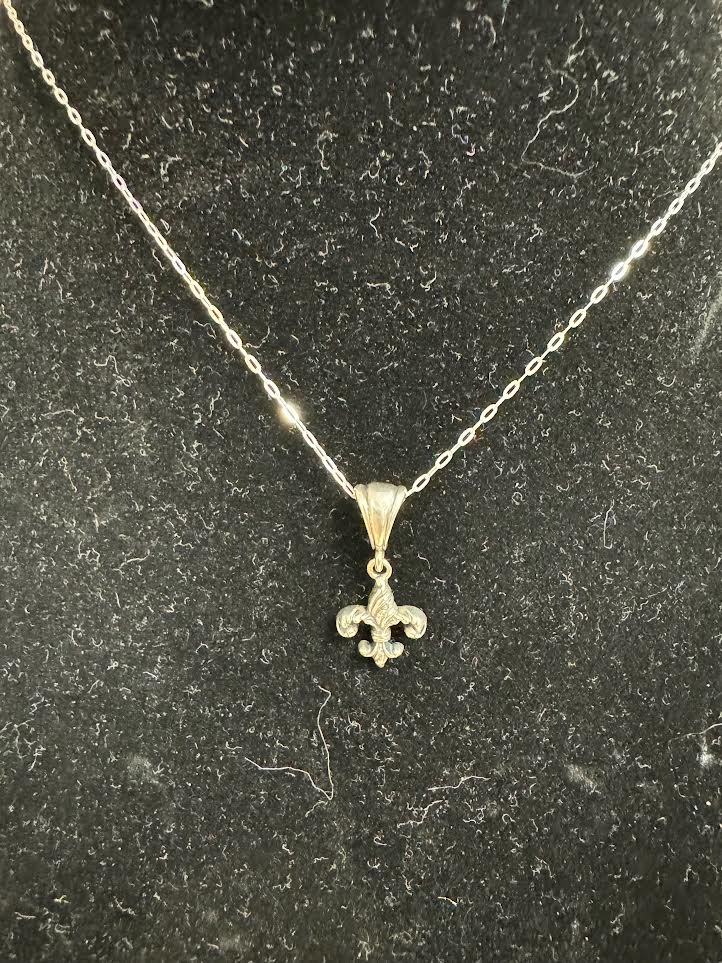 Fleur de Lis Pendant on Flat Link Chain