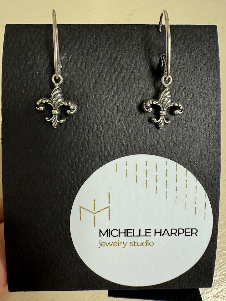 Fleur de Lis Earrings - Thin front lever back