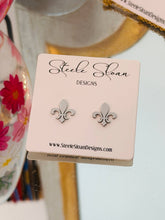 Load image into Gallery viewer, Fleur De Lis Stud Earrings (Silver and Gold)
