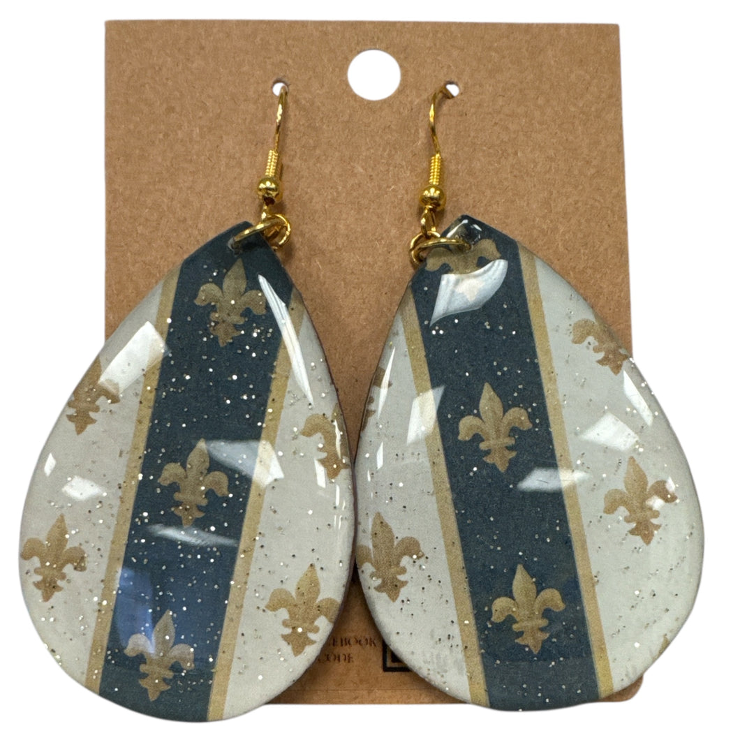 Teardrop Wood and Resin Earrings