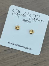 Load image into Gallery viewer, Tiny Paw Gold Stud Earrings
