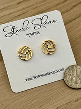 Load image into Gallery viewer, Volleyball Gold Stud Earrings
