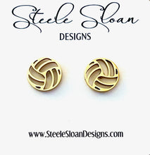 Load image into Gallery viewer, Volleyball Gold Stud Earrings
