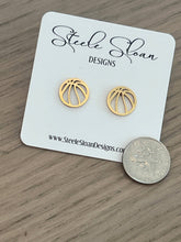 Load image into Gallery viewer, Basketball Gold Stud Earrings
