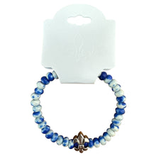 Load image into Gallery viewer, Fleur de Lis Beaded Bracelet (White and Blue and Royal Blue)
