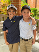 Load image into Gallery viewer, White Snapback Hat with Navy Rope Detailing
