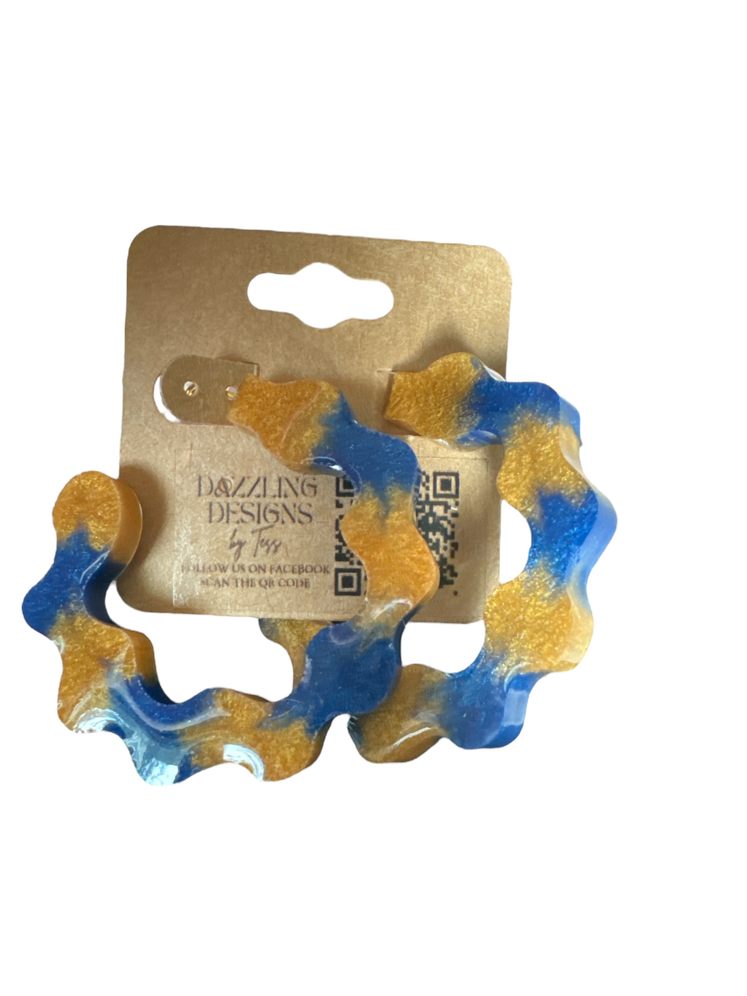 Blue and Gold Hoop Earrings