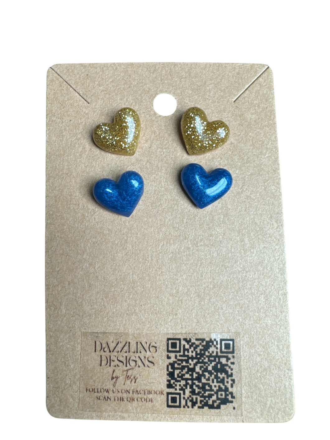 Glitter Heart Resin Studs