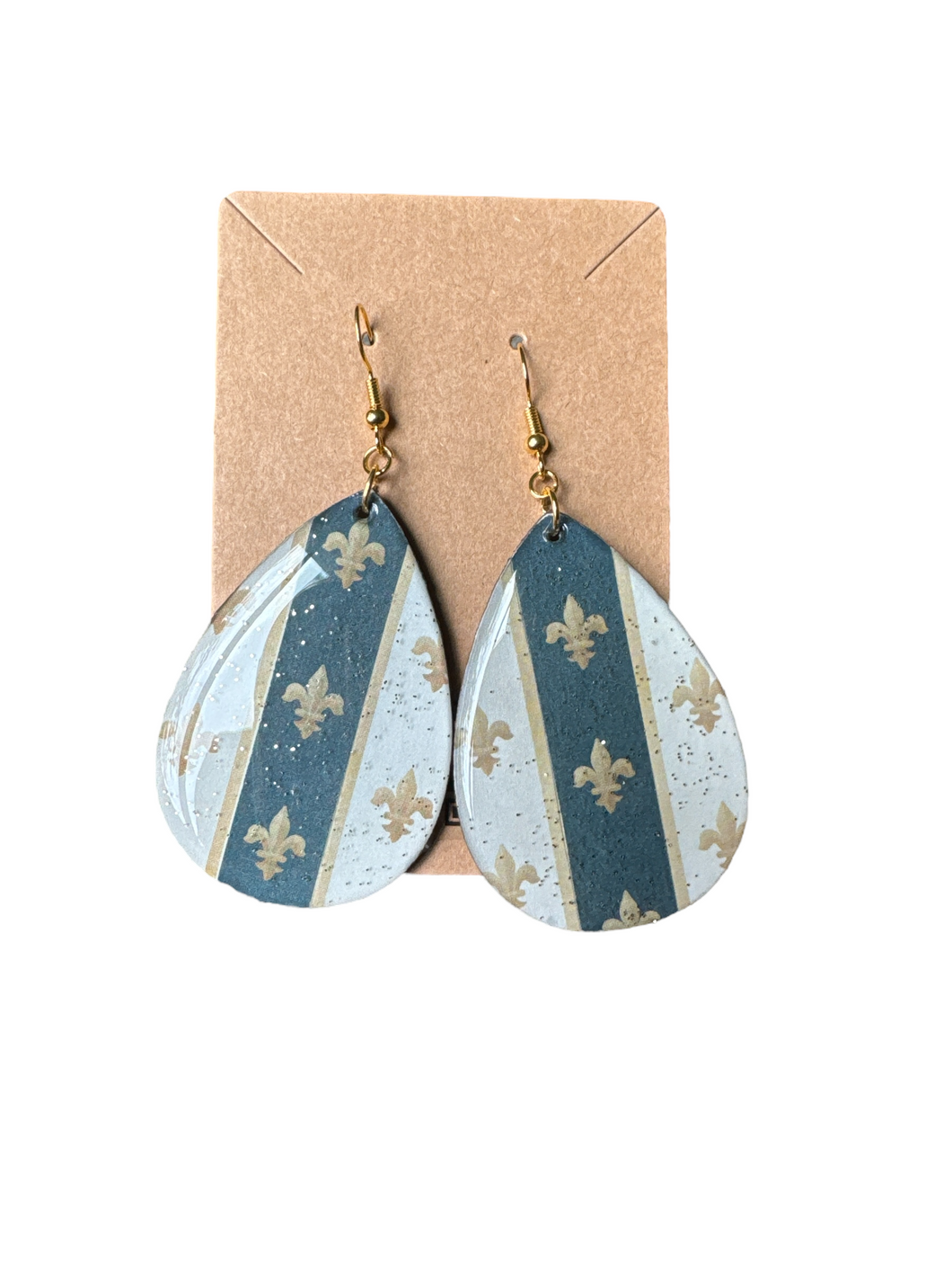 Teardrop Wood and Resin Earrings
