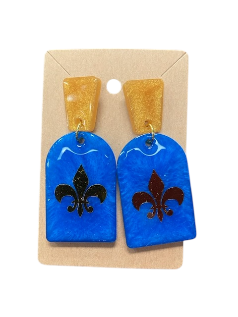 Large Fleur de Lis Resin Earrings