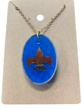Load image into Gallery viewer, Fleur de Lis Resin Pendant Necklace
