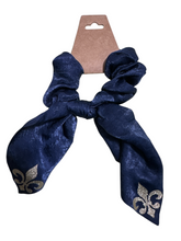 Load image into Gallery viewer, Scrunchie Bow with Fleur de Lis
