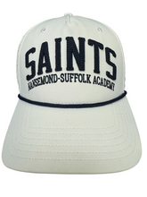 Load image into Gallery viewer, White Snapback Hat with Navy Rope Detailing
