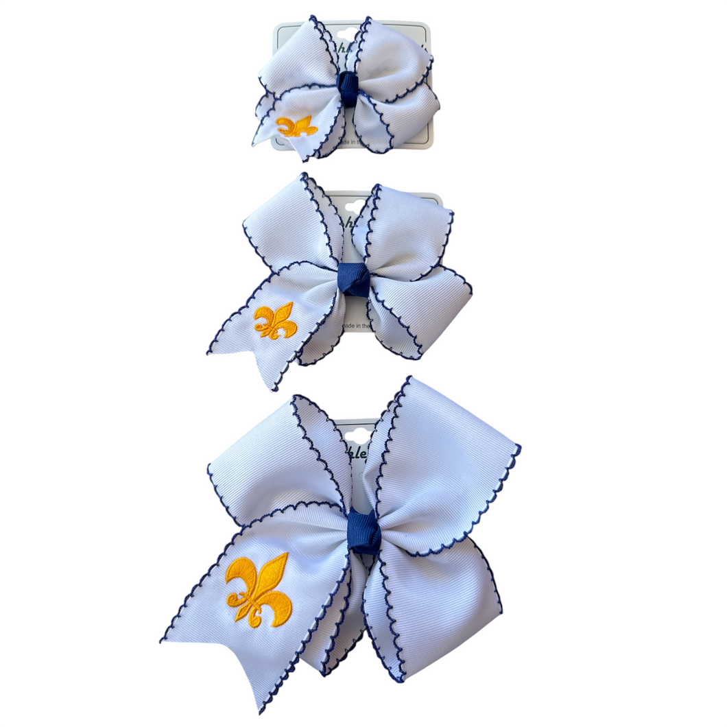 Moonstitch Edge Bow with Fleur de Lis