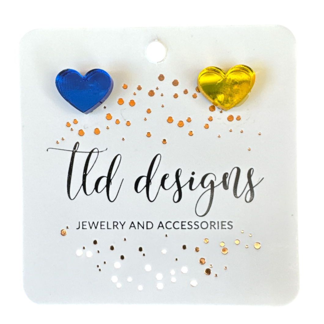 Blue & Gold Gameday Heart Earrings