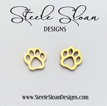 Load image into Gallery viewer, Open Paw Gold Stud Earrings
