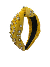 Load image into Gallery viewer, Rhinestone Top Knot Headband (Royal Blue and Gold)
