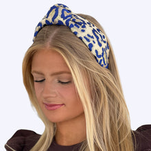 Load image into Gallery viewer, Adult Blue Leopard Knotted Headband
