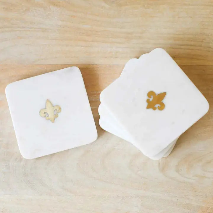 Fleur de Lis Marble Coasters