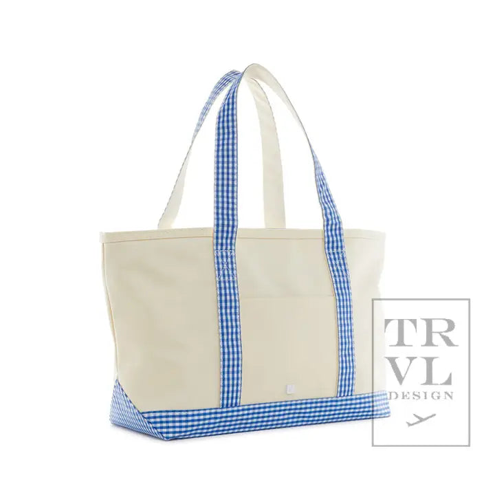 Tote Bag with Royal Blue Gingham Straps