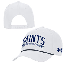 Load image into Gallery viewer, White Snapback Hat with Navy Rope Detailing
