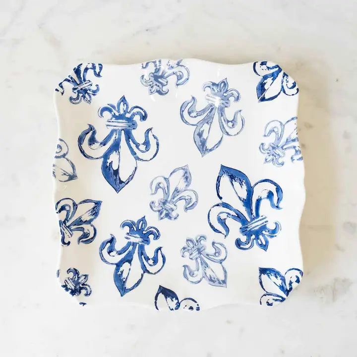 Watercolor Fleur de Lis Serving Platter