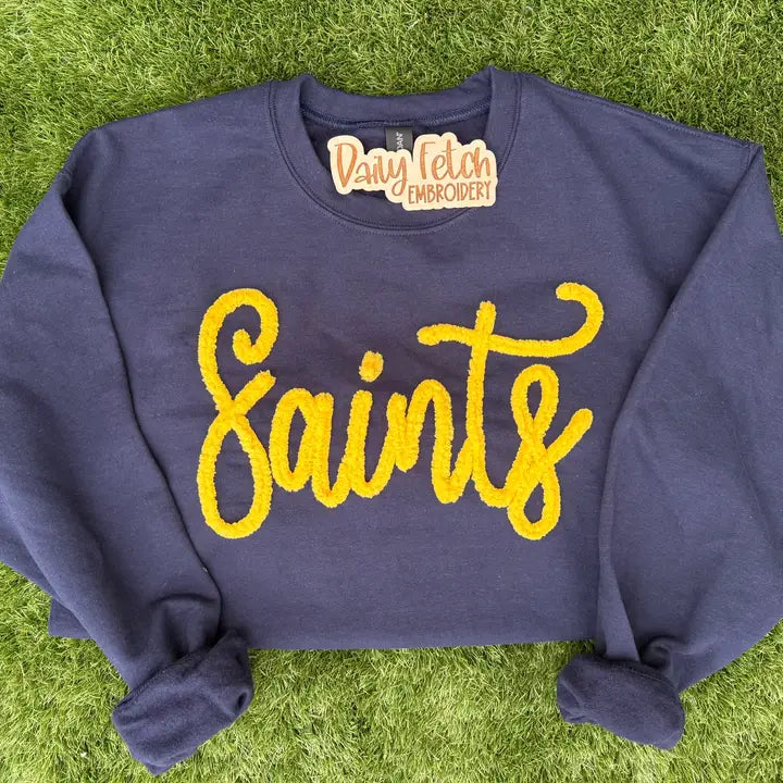 Yarn Embroidered Sweatshirt (Navy and Sand)